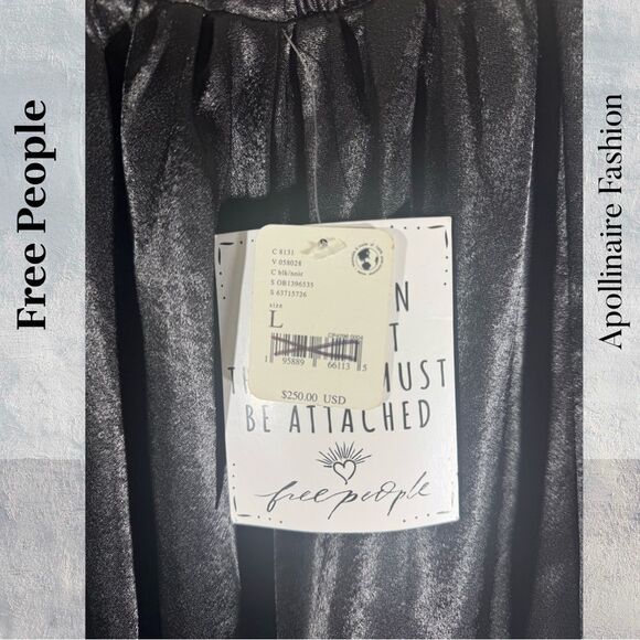 Free People Pretty Daze Silky Black Maxi Skirt Large NWT - Picture 4 of 4